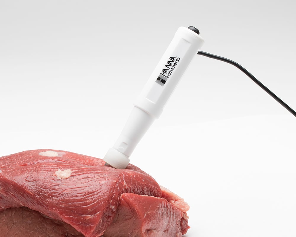 Meat with pH probe