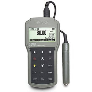 Waterproof portable EC/TDS/Resistivity/Salinity meter. HI98192