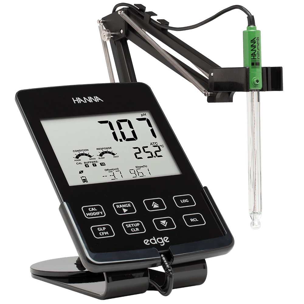 Hanna Instruments edge laboratory pH, conductivity, and dissolved oxygen meter.
